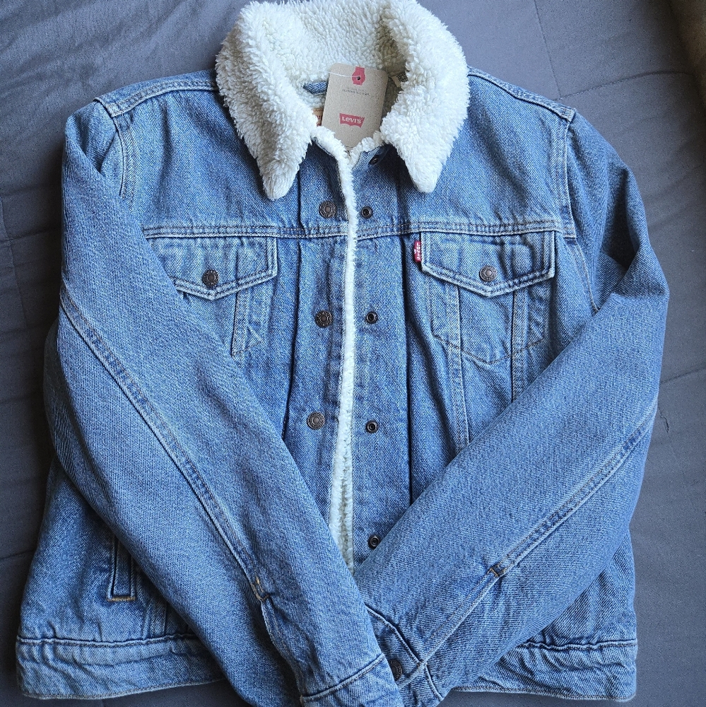 Levi's Blue Denim Sherpa Jacket